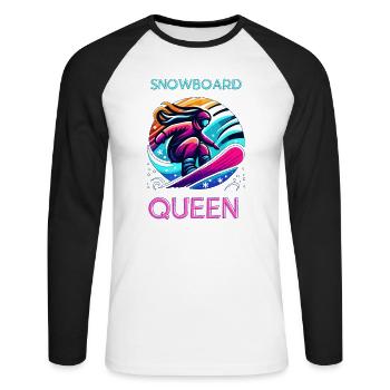 Illustration de la reine du snowboard au néon - T-shirt baseball manches longues Homme - blanc/noir - Devant - Nik (191cm)