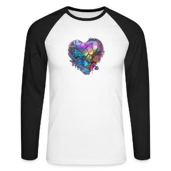 Cœur brisé de pierre - T-shirt baseball manches longues Homme - blanc/noir - Devant - Nik (191cm)
