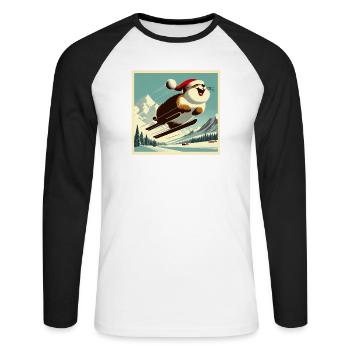 Vintage Ski Marmot - Unisex Long Sleeve Baseball T-Shirt - white/black - Front - Nik (191cm)