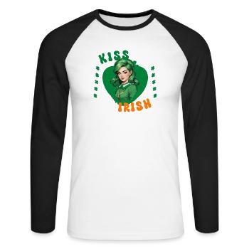 Embrasse-moi, je suis irlandaise - T-shirt baseball manches longues Homme - blanc/noir - Devant - Nik (191cm)