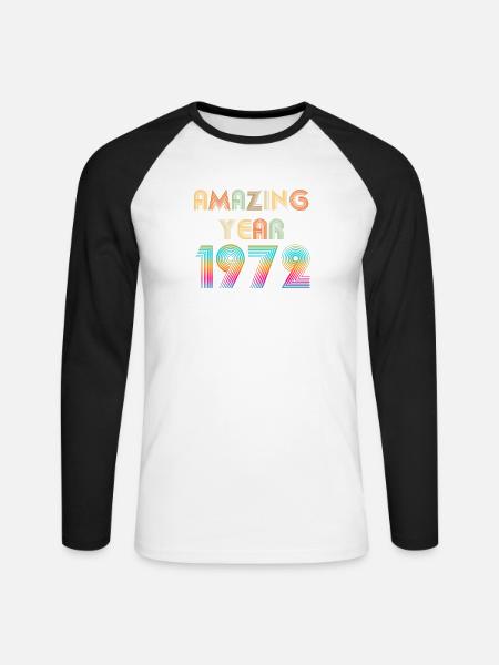 Amazing YEAR 1972 - Unisex Long Sleeve Baseball T-Shirt - white/black