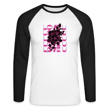 LOVE U PINK - T-shirt baseball manches longues Homme - blanc/noir - Devant - Nik (191cm)
