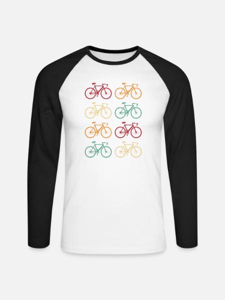 Fahrrad Bunte Fahrräder Retro - Unisex Baseballshirt langarm - Weiß/Schwarz