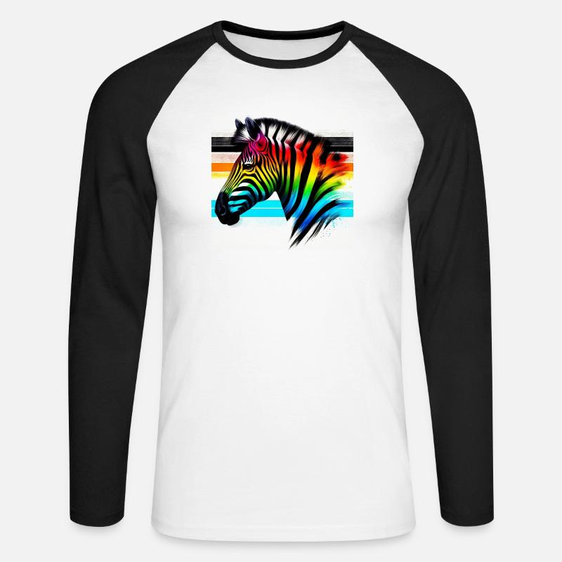 Zebra - Unisex Baseballshirt langarm - Weiß/Schwarz