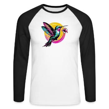 Colibri - T-shirt baseball manches longues Homme - blanc/noir - Devant - Nik (191cm)