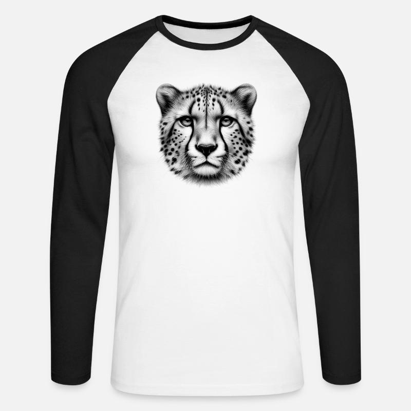 Gepard - Unisex Baseballshirt langarm - Weiß/Schwarz