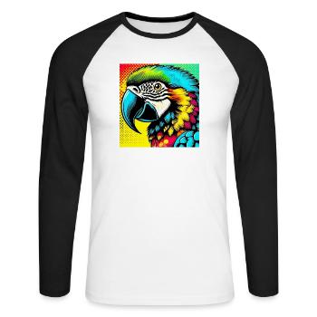 Parrot Pop Art - Unisex Long Sleeve Baseball T-Shirt - white/black - Front - Nik (191cm)