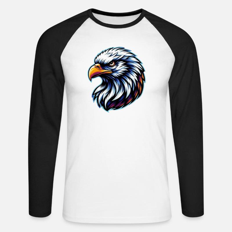 Bald Eagle - Unisex Long Sleeve Baseball T-Shirt - white/black