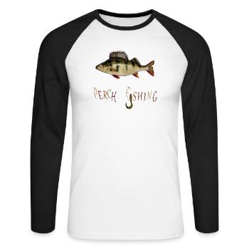 Barsch Angler - Unisex Baseballshirt langarm - Weiß/Schwarz - Vorne - Nik (191cm)