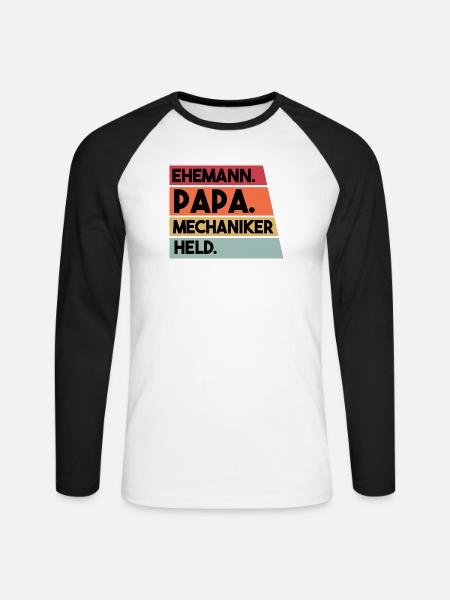 Ehemann Papa Mechaniker Held - Unisex Baseballshirt langarm - Weiß/Schwarz