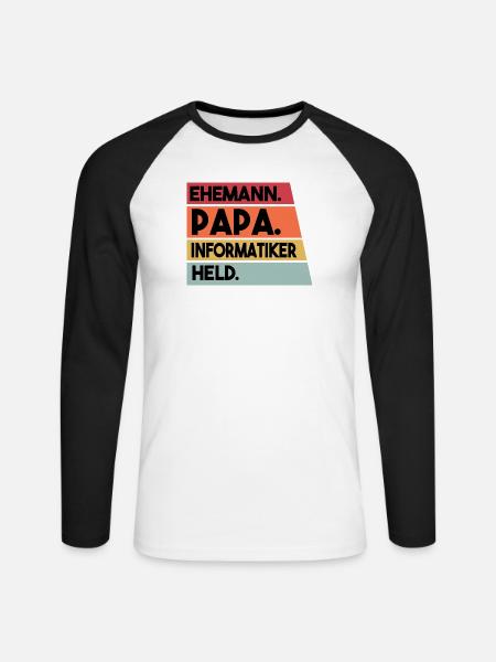 Ehemann Papa Beruf Informatiker Held - Unisex Baseballshirt langarm - Weiß/Schwarz