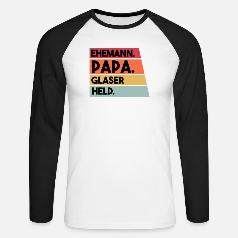 Ehemann Papa Glaser Held - Unisex Baseballshirt langarm - Weiß/Schwarz