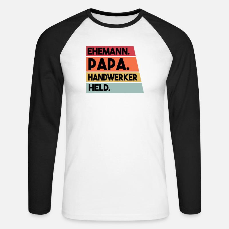 Ehemann Papa Handwerker Held - Unisex Baseballshirt langarm - Weiß/Schwarz