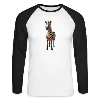 Zebra Africa I Love Cute Zebras Wilderness Zebra - Unisex Long Sleeve Baseball T-Shirt - white/black - Front - Nik (191cm)