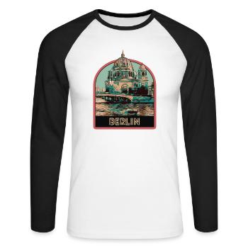 View of the Berlin Cathedral Dome and the Spree - Unisex Long Sleeve Baseball T-Shirt - white/black - Front - Nik (191cm)