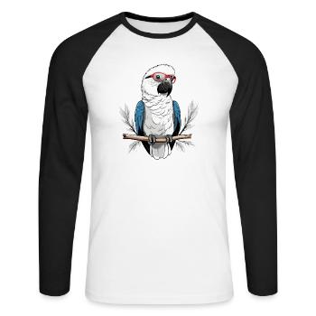 Papagei mit Brille - Unisex Baseballshirt langarm - Weiß/Schwarz - Vorne - Nik (191cm)