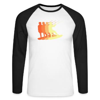 Stunt Wave Ski nautique Wakeboard Surf - T-shirt baseball manches longues Homme - blanc/noir - Devant - Nik (191cm)