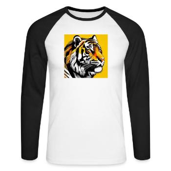Tiger Pop Art - Unisex Long Sleeve Baseball T-Shirt - white/black - Front - Nik (191cm)