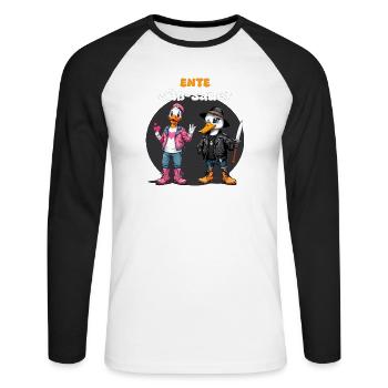 Canard Sucré - Aigre - T-shirt baseball manches longues Homme - blanc/noir - Devant - Nik (191cm)