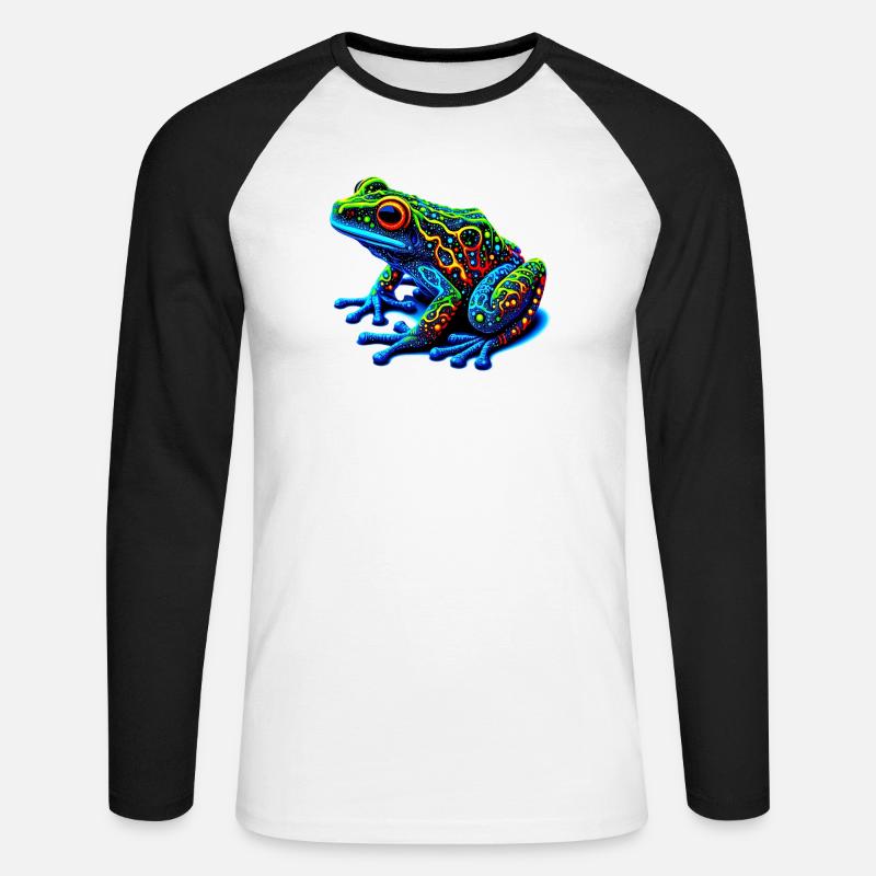 Frosch - Unisex Baseballshirt langarm - Weiß/Schwarz