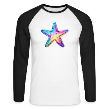 Seestern - Unisex Baseballshirt langarm - Weiß/Schwarz - Vorne - Nik (191cm)