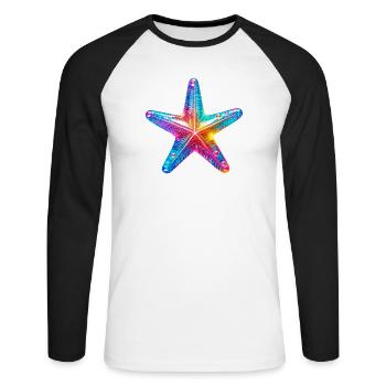 Étoile de mer - T-shirt baseball manches longues Homme - blanc/noir - Devant - Nik (191cm)