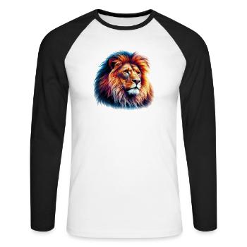 Lion - Unisex Long Sleeve Baseball T-Shirt - white/black - Front - Nik (191cm)