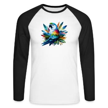 Papagei - Unisex Baseballshirt langarm - Weiß/Schwarz - Vorne - Nik (191cm)