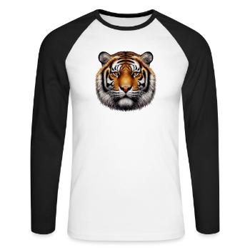 Tigre - T-shirt baseball manches longues Homme - blanc/noir - Devant - Nik (191cm)