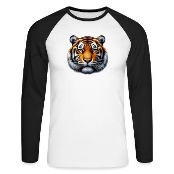 Tiger - Unisex Long Sleeve Baseball T-Shirt - white/black - Front - Nik (191cm)