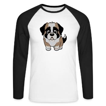 bernhardiner hund - Unisex Baseballshirt langarm - Weiß/Schwarz - Vorne - Nik (191cm)