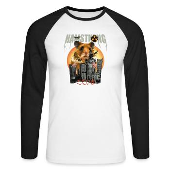 Big Funny Hamster - real horror movie - Unisex Long Sleeve Baseball T-Shirt - white/black - Front - Nik (191cm)