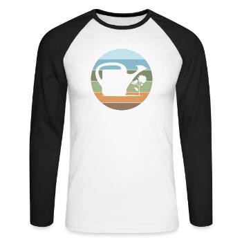 Arrosoir Jardinier Jardin Amour Fleurs Plantes - T-shirt baseball manches longues Homme - blanc/noir - Devant - Nik (191cm)