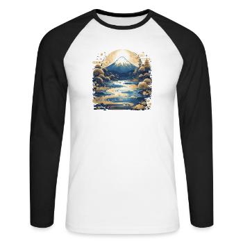 Mount Fuji - Unisex Long Sleeve Baseball T-Shirt - white/black - Front - Nik (191cm)