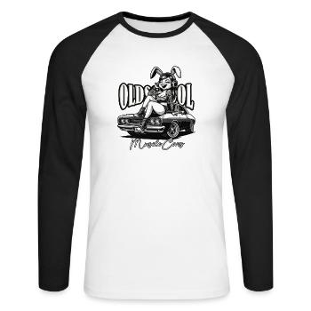 muscle cars oldschool vintage bobber custom - Unisex Baseballshirt langarm - Weiß/Schwarz - Vorne - Nik (191cm)