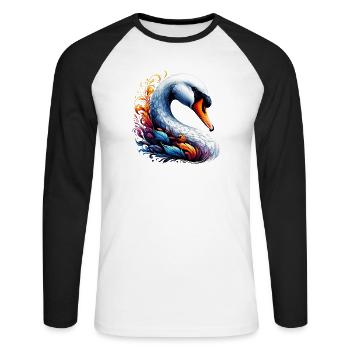Cygne - T-shirt baseball manches longues Homme - blanc/noir - Devant - Nik (191cm)
