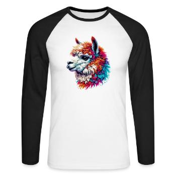Alpaka - Unisex Baseballshirt langarm - Weiß/Schwarz - Vorne - Nik (191cm)