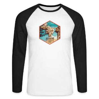 Plage Estudantes près de Lagos, Algarve - T-shirt baseball manches longues Homme - blanc/noir - Devant - Nik (191cm)