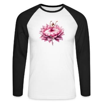 Danseuse de ballet avec tutu - T-shirt baseball manches longues Homme - blanc/noir - Devant - Nik (191cm)