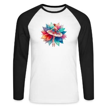 Danseuse de ballet avec tutu - T-shirt baseball manches longues Homme - blanc/noir - Devant - Nik (191cm)