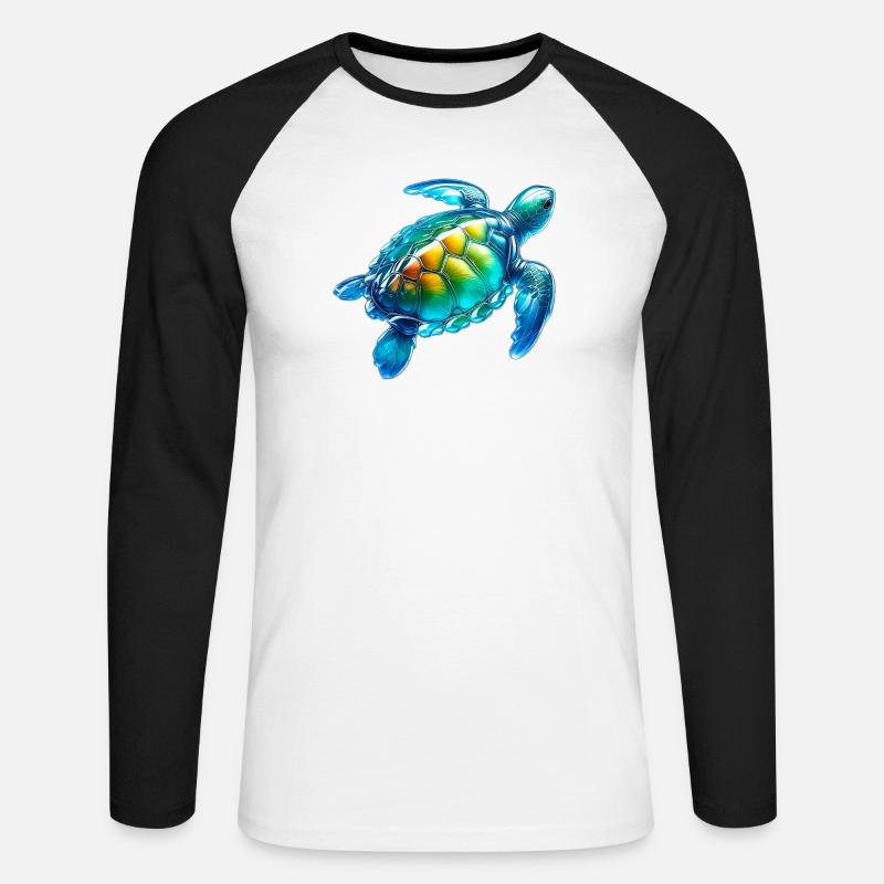 Turtle - Unisex Long Sleeve Baseball T-Shirt - white/black