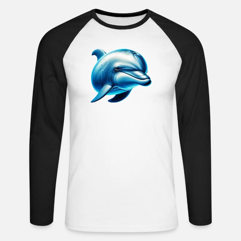 Delfin - Unisex Baseballshirt langarm - Weiß/Schwarz