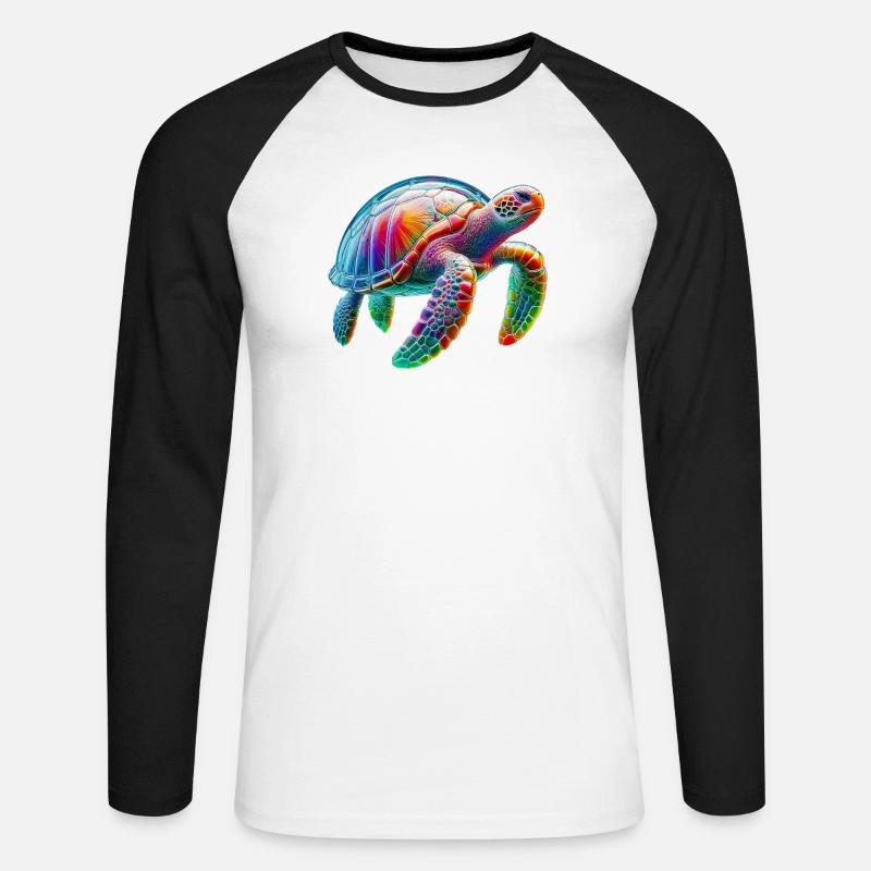 Schildkröte - Unisex Baseballshirt langarm - Weiß/Schwarz