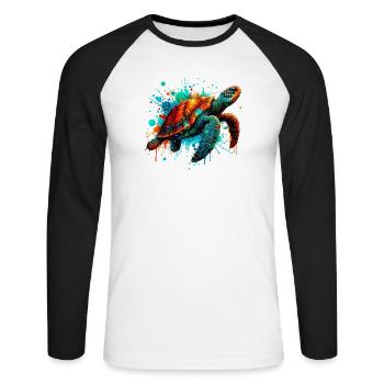 Turtle - Unisex Long Sleeve Baseball T-Shirt - white/black - Front - Nik (191cm)