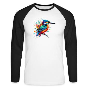 Martin-pêcheur - T-shirt baseball manches longues Homme - blanc/noir - Devant - Nik (191cm)