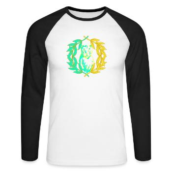 Leopard Tiger Katze Lorbeerkranz - Unisex Baseballshirt langarm - Weiß/Schwarz - Vorne - Nik (191cm)