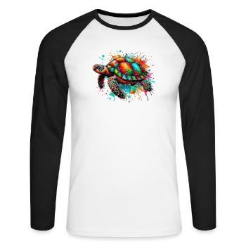 Turtle - Unisex Long Sleeve Baseball T-Shirt - white/black - Front - Nik (191cm)