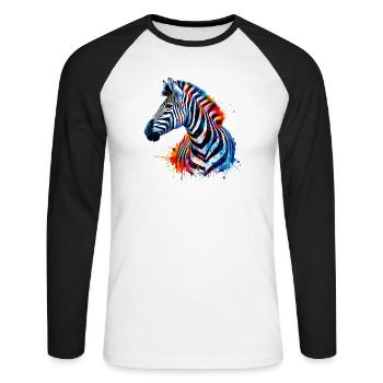 Zèbre - T-shirt baseball manches longues Homme - blanc/noir - Devant - Nik (191cm)