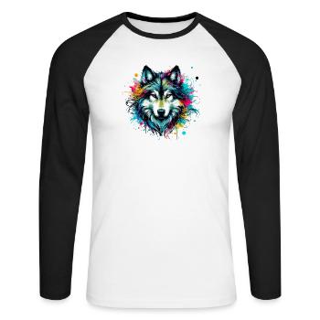 Wolf - Unisex Long Sleeve Baseball T-Shirt - white/black - Front - Nik (191cm)