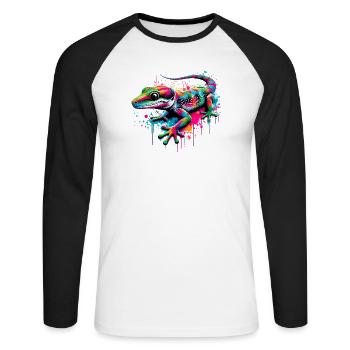 Gecko - Unisex Long Sleeve Baseball T-Shirt - white/black - Front - Nik (191cm)